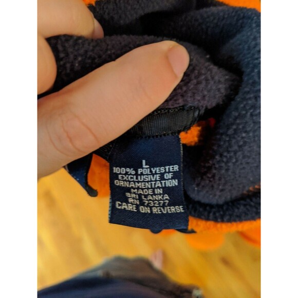 SO Jacket Boys Large Orange Fleece Long Sleeve  with Zipper Hooded Navy  14 16 - Picture 4 of 4